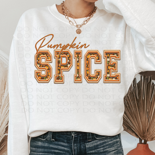 Pumpkin Spice **EXCLUSIVE** Faux Embroidery DTF & Sublimation Transfer