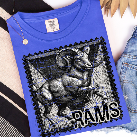 Rams Mascot Stamp DTF