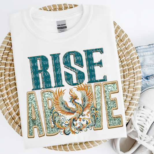 Rise Above Phoenix Faux Embroidery and Sparkle *EXCLUSIVE* DTF & Sublimation Transfer