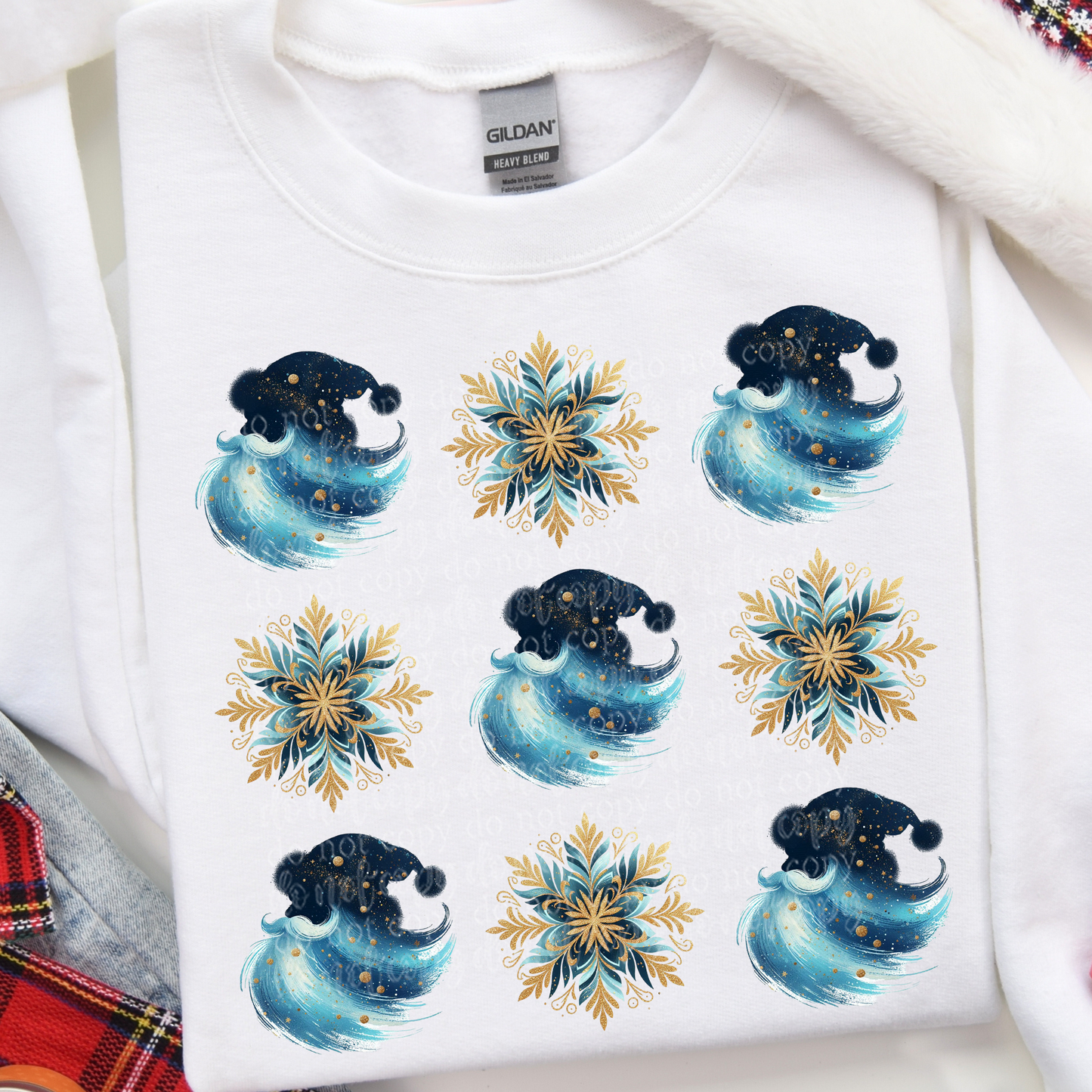 Santa and Snowflakes DTF Transfer