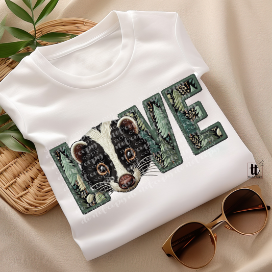 Skunk Love Faux Embroidery DTF Transfer