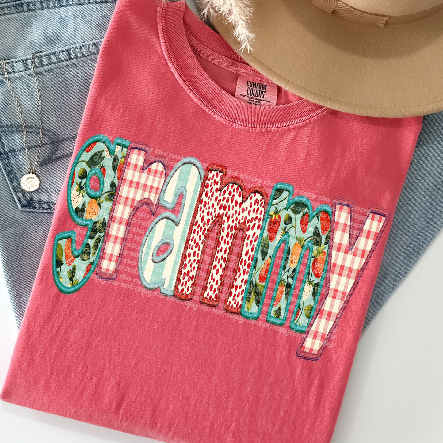 Strawberry Grammy DTF Transfer