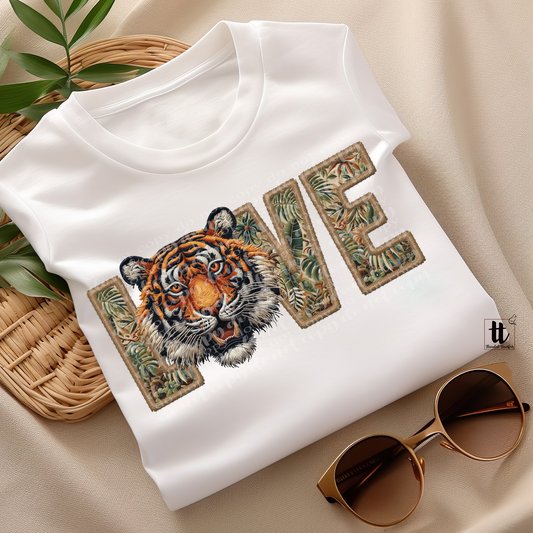 Tiger Love Faux Embroidery DTF Transfer