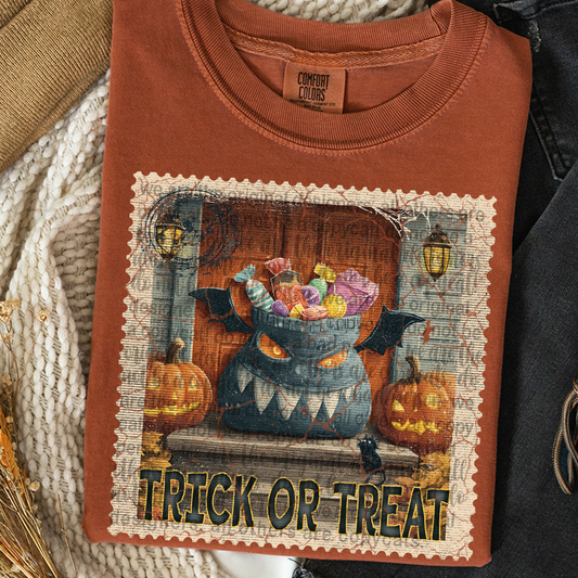 Vintage Horror Trick or Treat Stamp DTF