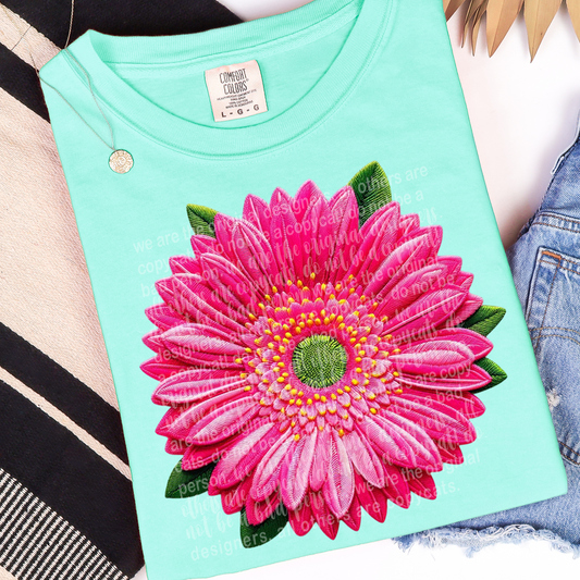 Vibrant Daisy Faux Embroidery DTF Transfer