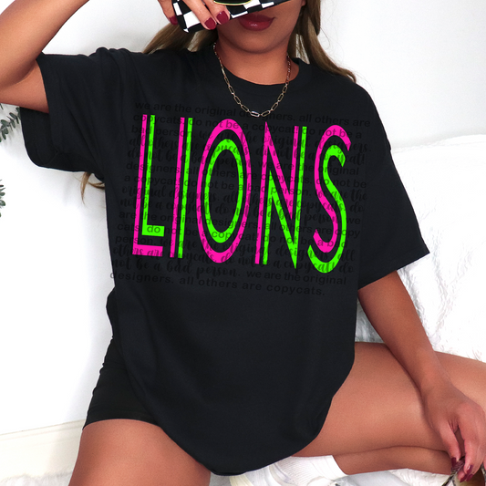 Vibrant Lions Mascot Typography DTF Transfer