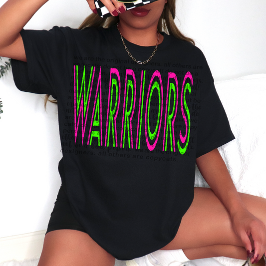 Vibrant Warriors Mascot Typography DTF Transfer