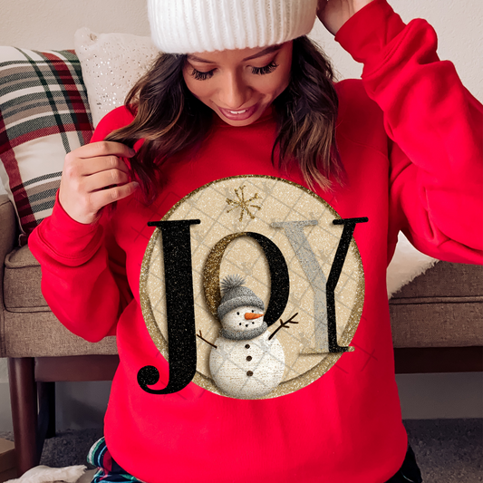 Vintage Farmhouse Joy Snowman DTF Transfer