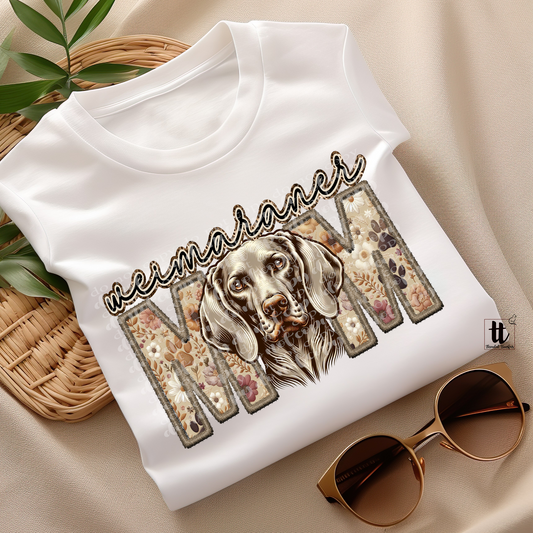 Weimaraner Mom Faux Embroidery & Faux Sparkle DTF Transfer