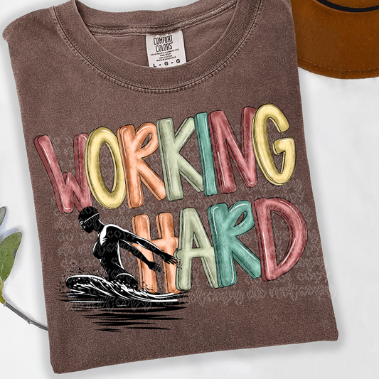 Working Hard Swim DTF Transfer