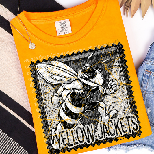 Yellow Jackets Mascot Stamp DTF